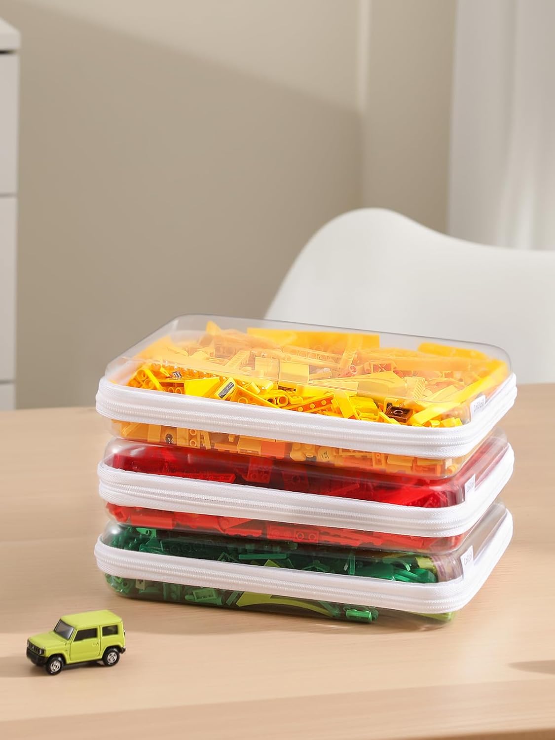 CoiiJoii 3PCS Large Clear Hard Shell Zippered Case. Diaper Bag Organizing Pouches. Waterproof Cosmetic Bag. Storage Organizer Bins. - Image 7