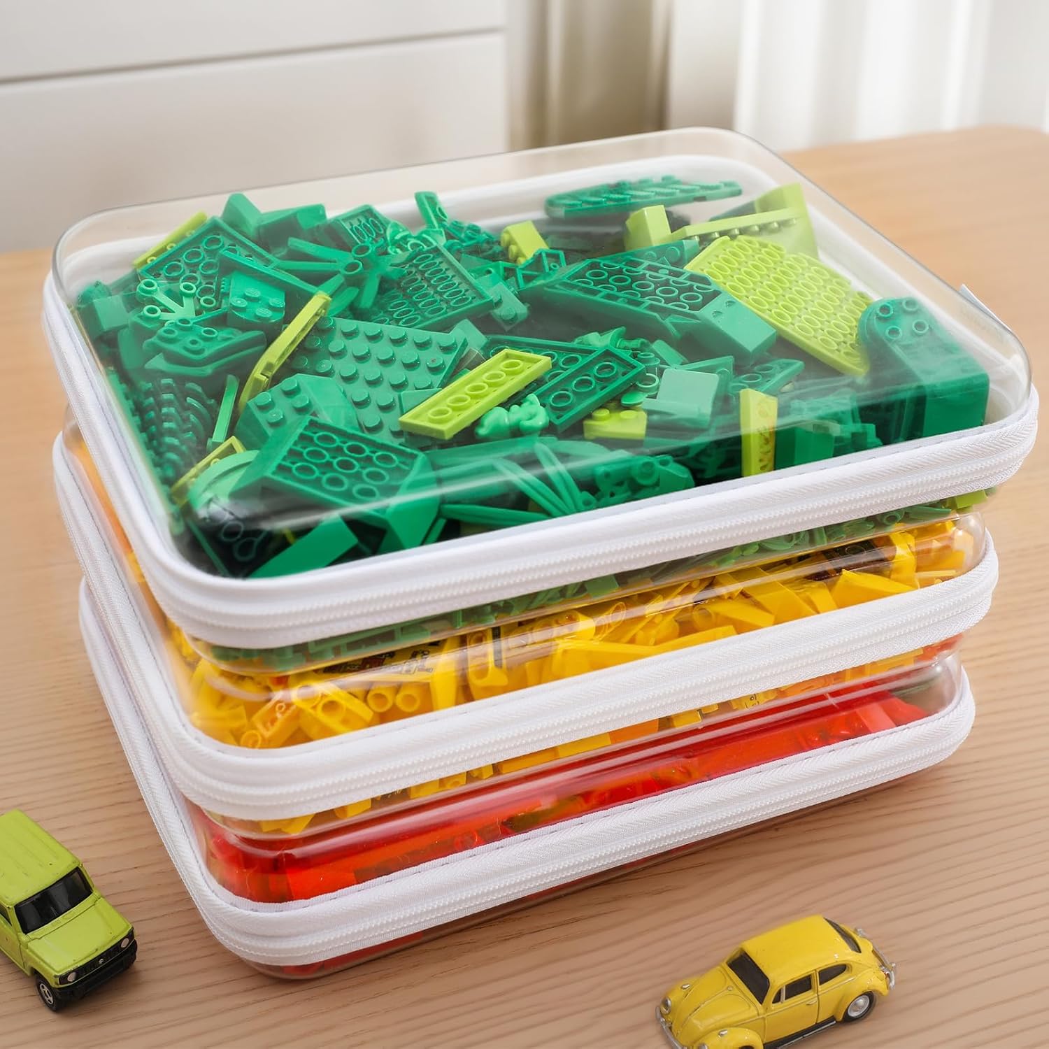 CoiiJoii 3PCS Large Clear Hard Shell Zippered Case. Diaper Bag Organizing Pouches. Waterproof Cosmetic Bag. Storage Organizer Bins.
