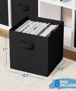 Alternative view of Storage Cubes Pack Of 8 - Standard Size Cube Storage Bin 10.5x10.5x11 With Dual Handles For Easy Carrying- Fabric Storage Bins Collapsible (Black)